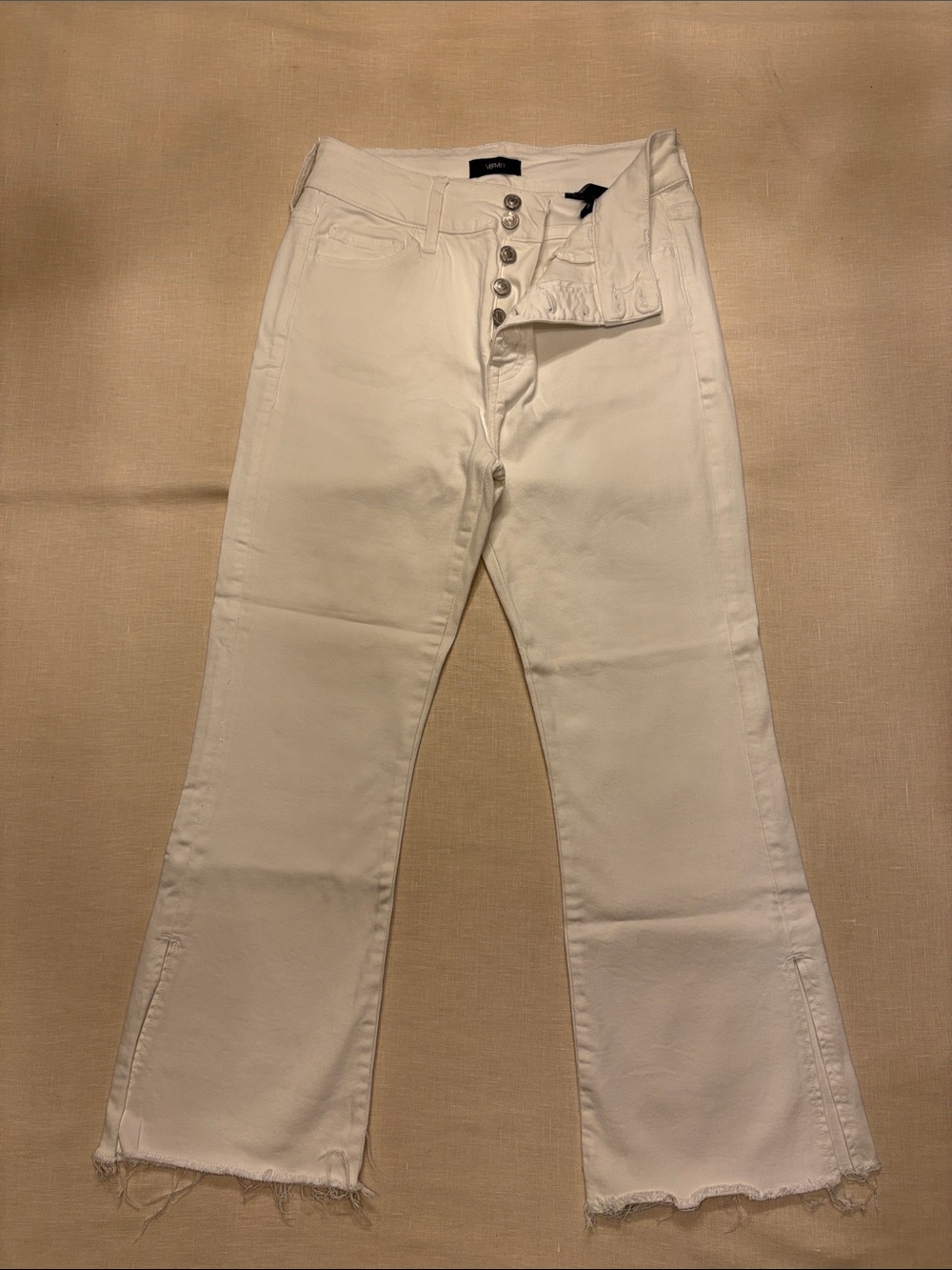 Vervet High-Rise White Button-Fly Flare Jeans for Women